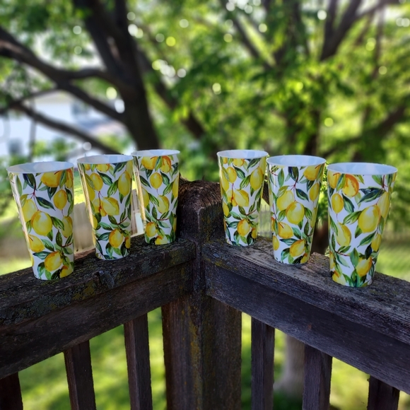 Set of 6 Tuscan Lemon Kitchen Drinkware Tumblers Perfect for Indoor/Outdoor Use! - Picture 8 of 8